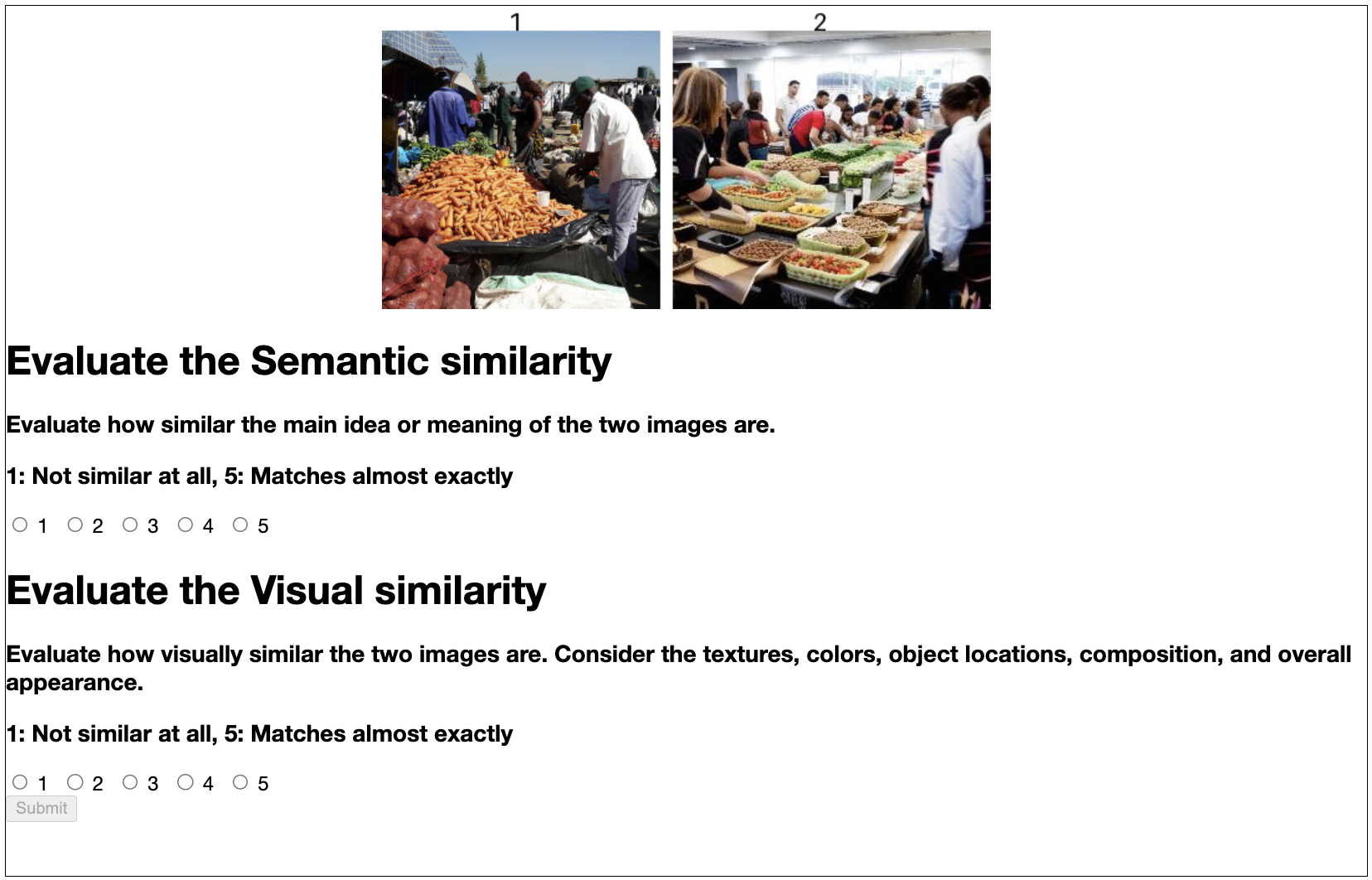 MTurk human evaluation interface screenshot